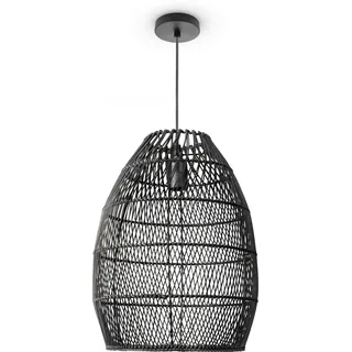 Paco Home Pendelleuchte »VIHMA«, Leuchtmittel E27 ohne Leuchtmittel, Rattan Pendellampe Korb Esstischlampe Natürlich LED Boho Rustikal E27, schwarz