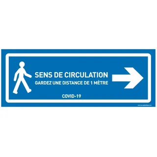 AUA SIGNALETIQUE - Signalisation au Sol Circulation à Droite - Autocollant laminé - Bleu 420x160 mm