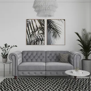 dorel home »Felix, Schlafsofa 236 cm, (Liegefläche 108x190cm), Rückenlehne« 3-fach verstellbar, Velours, Kunstleder, Luxus-Microfaser Vintage,