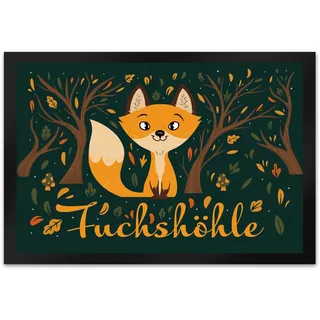 speecheese Fußmatte XL in 40x60 cm mit niedlichem Fuchs im Wald und Herbst Motiven - Fuchshöhle als Geschenk im Comic Design für Kinder oder Erwachsene die Ihr Zimmer lieben wie eine