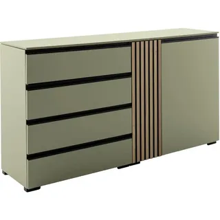 Moderano Sideboard , Schwarz, Wildeiche, Schilfgrün , Kunststoff , Wildeiche , furniert , 2 Fächer , 4 Schublade(n) Schubladen , 167x92x45 cm , in verschiedenen Holzarten erhältlich, in verschiedenen Größen erhältlich, individuell planbar , Holzmöbel, Wohnwände Holz, Wohnwand Serien Holz