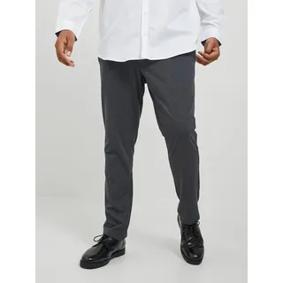 Chinohose "JPSTMARCO JJCOOPER CHINO NOOS PLS", Herren, Gr. 40(XXXL), Länge 34, grau (dunkelgrau melange), Web, Obermaterial: 52% Polyester, 21% Nylon, 17% Viskose, 10% Elasthan, JACK & JONES PLUSSIZE, meliert, slim fit knöchellang, Hosen Chinohose