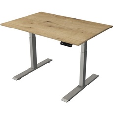 Bild von Move 2 elektrisch höhenverstellbarer Schreibtisch eiche rechteckig, T-Fuß-Gestell silber 120,0 x 80,0 cm