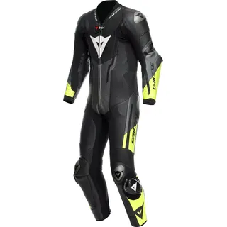 Dainese Misano 3 D-air S26, Lederkombi 1tlg. perforiert - Schwarz/Dunkelgrau/Neon-Gelb - 52