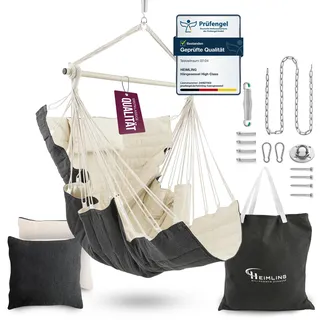 HEIMLING Hängesessel High-Class Outdoor & Indoor XXL [All Inclusive Paket mit Aufhängung + 3 Kissen] Kinder & Erwachsene bis 150 kg | Hängematte Wohn- Schlafzimmer, Garten Balkon Terrasse