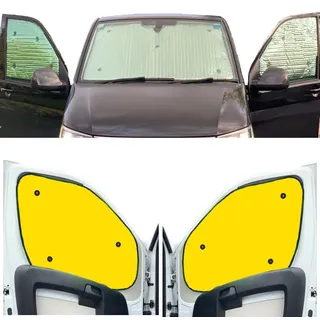 Fensterrollo-Set Kombatibel Mit Peugeot Rifter (2018-Date)(Komplettset XLWB + Heckklappe mit zu öffnendem Fenster) Rückseite einfärben Gelb, Reversibel und Thermisch