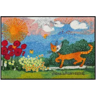 SALONLOEWE Rosina Wachtmeister Fußmatte Daisies 50x75 cm eingangs-Matte Katzen bunt Landschaft Fussabtreter waschbar