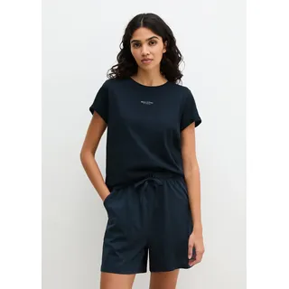 Shorty MARC O'POLO "Mix N Match Cotton Pyjama Set Short", Damen, Gr. M, schwarz navy, Jersey, Obermaterial: 100% Baumwolle, bequem kurz, Rundhals, Homewear-Sets Shorty, mit kurzem Arm und Rundhalsausschnitt, Hose mit Gummizug, Topseller