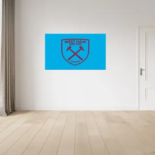 Lizenziertes Decor West Ham United FC Vinyl-Wandaufkleber, groß, 130 cm (B) x 80 cm (H), Weinrot Wappen auf Blau
