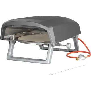 BBQ-Toro Gas Pizzaofen mit Drehteller, mobiler Pizza Ofen mit Drehfunktion, 8,5 kW, mit Pizzastein - Silber