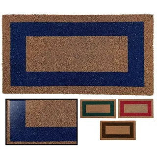 LucaHome Fußmatte für den Eingangsbereich, natürliche Kokosfaser, rutschfest, originell und elegant, für drinnen und draußen, robust für Haus, Büro, Terrasse und Garten (Blau, 60 x 100 cm)