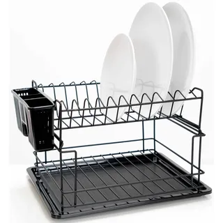 Duett Abtropfgestell, Schwarz, doppelt, stapelbar, Schwarz