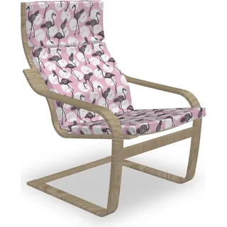 ABAKUHAUS Flamingo Poäng Sessel Polster, Moderne Exotische Vögel, Sitzkissen mit Stuhlkissen mit Hakenschlaufe und Reißverschluss, Baby Blue Koksgraue