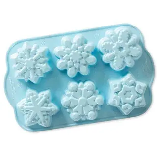 Nordic Ware Backform, Kuchenform, Schneeflocke, 6 verschiedene Muffin-Formen, Winter blau, Aluminium, Antihaft, NW 89642
