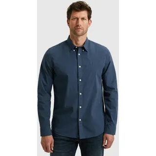 Langarmhemd PME LEGEND, Herren, Gr. 3XL, N-Gr, blau (schwarz denim), Web, Obermaterial: 97% Baumwolle, 3% Elasthan, unifarben, regular fit normal, Manschette, Hemden Langarmhemd, mit Logo Stickerei