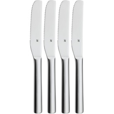 WMF Nuova Brunchmesser Set 4-tlg, Frühstücksmesser 19,5 cm, Brötchenmesser Wellenschliff, Brotzeitmesser, Cromargan Edelstahl poliert