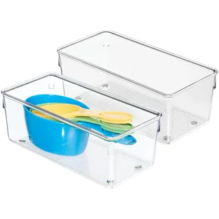 iDesign 52830M2EU Linus Besteckkasten Schubladeneinsatz für Besteck, Pfannenwender, Kleinkram - 2 Stück, 10,16 x 20,32 x 7,62 cm, Durchsichtig, Plastik, Clear