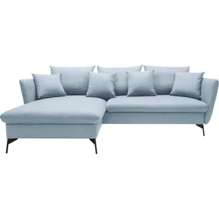 OTTO home Ecksofa »LIVORNO,258 cm, L-Form,« Schlaffunktion u. Bettkasten (139/224cm), Samt, Struktur, Webstoff, grau