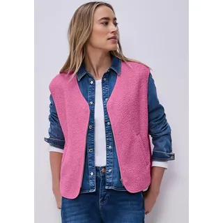 Plüschweste STREET ONE, Damen, Gr. 42, ibis rose, Fleece, Obermaterial: 100% Polyester, unifarben, lässig geschnitten hüftbedeckend, V-Ausschnitt, Westen Plüschweste, mit V-Neck aus Teddy-Material, Topseller