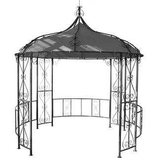Pergola Almeria, Rundpavillon Garten Pavillon, stabiles Stahl-Gestell Ø 3m grau - Grau