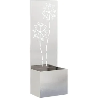 vidaXL Garten Sichtschutz-Leinwand Floral Silber 50 x 140 cm Edelstahl - Silber