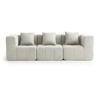 MILYSOFA SOFABULOUS 3-Sitzer Modulsofa in cremefarbenem, beigem, feinem Schlingenstoff - Beige, Creme