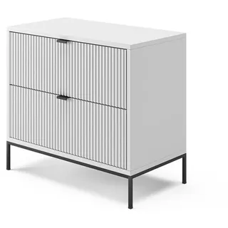Vicco Nachttisch Eliza Weiß 66 x 60 cm mit 2 Schubladen , Holzwerkstoff , Rechteckig,Rechteckig , 66x60x36 cm , Schlafzimmer, Nachtkästchen