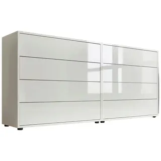 Mid.you Sideboard , Weiß, Weiß Hochglanz , Holzwerkstoff , 8 Schubladen , 158x73x33 cm , erweiterbar, stehend , Kleinmöbel, Kommoden, Sideboards