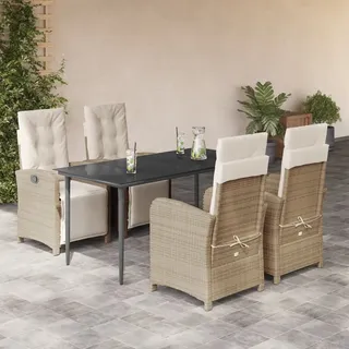 Design Gartenmöbel Set Balkonmöbel-Set 5-tlg. Garten-Essgruppe mit Kissen Beige Poly Rattan - Gartenmöbelgarnituren 2025 Neu5161286 3parcel - Beige