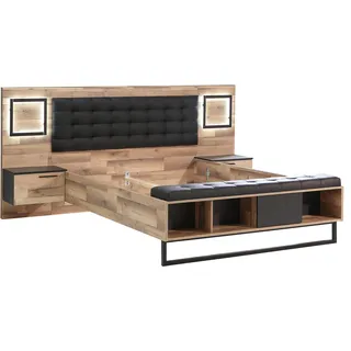 FORTE Bettanlage »Sirius Crown« mit LED-Beleuchtung und Polsterkopfteil, braun