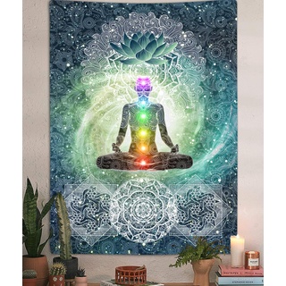 DYNH Chakra Vertikaler Wandteppich, sieben Chakra, Yoga, Meditation, Zen-Dekor, Wandbehang für Schlafzimmer, Hippie-Lotus, spirituelle Wandteppiche, Poster, Studentenwohnheim, Zuhause (40 Wx60 H)