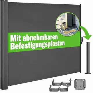 CASARIA Seitenmarkise 180 x 300 cm grau Polyester