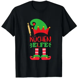 Küchen Elfe Partnerlook Familie Weihnachten T-Shirt, Herren, Schwarz, XL