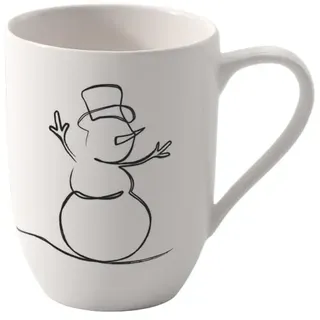 Villeroy & Boch - Statement Tasse Schneemann Weihnachten, Weiß, Schwarz, Spülmaschinenfest, Mikrowellensicher, Weihnachtsbecher, Statement Becher Xmas, Weihnachtstasse, Premium Porzelllan