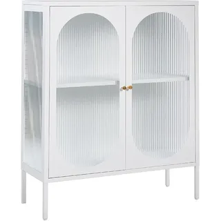 Beliani Glasvitrine Weiß Sarre , Weiß, Goldfarben , Metall , 90x111x35 cm , Esszimmer, Vitrinen, Vitrinenschränke