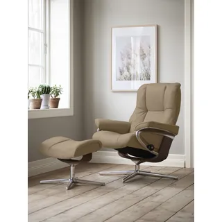 Stressless® »Mayfair«, (Set, Relaxsessel mit Hocker), mit Hocker, mit Cross Base, Größe S, M & L, Holzakzent braun