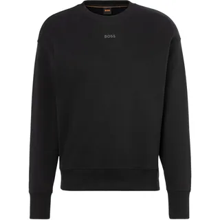 Sweatshirt BOSS ORANGE "Eteia Premium Damenmode", Damen, Gr. XL, schwarz (schwarz 001), Strick, Obermaterial: 100% Baumwolle, unifarben, oversize, Rundhals, Bündchen, Sweatshirts Sweatshirt, oversized, Rundhals, mit BOSS Logo