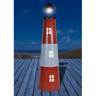 JW 120 cm Solar-Leuchtturm mit LED-Beleuchtung 2637 - Rot, Weiß, Schwarz