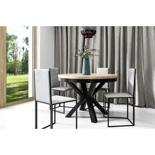 SEVILLA runder Klapptisch Eiche Lancelot/Schwarz 120 cm