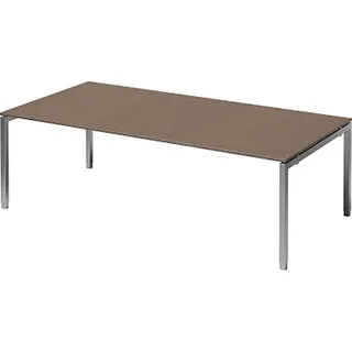 BISLEY Cito Chefarbeitsplatz/Konferenztisch, 650-850 mm höheneinstellbares U-Gestell, Metall, Wn355 Dekor Nußbaum, Gestell Silber, 120 x 240 x 85 cm