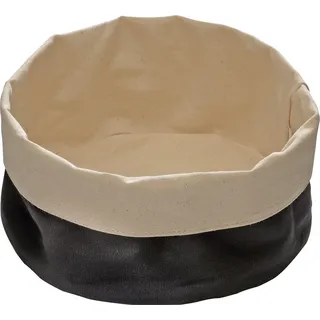 APS 30341 Runder Baumwoll-Brotkorb mit einstellbarer Höhe, Ø 17 x 11 cm Schwarz/Beige
