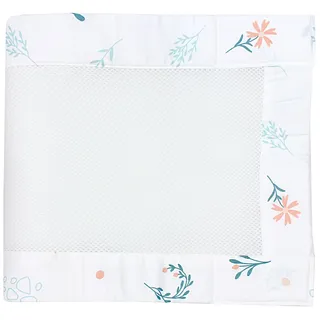 TupTam Bettumrandung Babybett 3D Mesh Nestchen – Gitterstäbe Schutz Netz 2er, Farbe: rosa Blumen, Größe: ca. 128 x 30 cm (für Babybett 140x70)