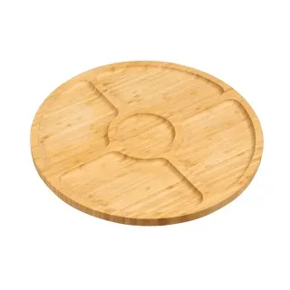 KESPER Servierteller, rund, aus Bambus, Runder Servierteller mit 5 Unterteilungen für verschiedene Speisen, 1 Stück