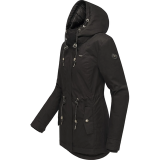 Wintermantel RAGWEAR "Winterjacke Monadis Black Label", Damen, Gr. L, schwarz (schwarz22), Obermaterial: 65% Polyester PES. 35% Baumwolle CO.  Obermaterial: Futter: 100% Polyester PES. 100% Polyester PES., Mäntel Wintermantel