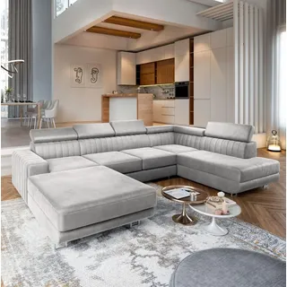 masseno Ecksofa SIENA U-Form Polyester 3-Sitzer Hellgrau