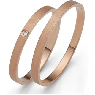 Trauring FIRETTI "Schmuck Geschenk Gold 375 Hochzeit Ehering "LIEBE" Gr. 60, rosa (roségoldfarben), Fingerringe, Damen, 60, 0,01 SI = kleine Einschlüsse mit Brillant, Roségold 375, 2mm, Trauring, Made in Germany, wahlweise mit oder ohne Brillant