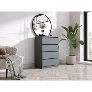 Komodenschrank mit 4 Schubladen, Farbe: ANTHRAZIT, A: 70 x 101 x 39 cm , Schubladenkommode, Kommode mit Schubladen, Sideboard Wohnzimmer, Schlafzimmer Kommode, Kommode Schwarz, Kommode Flur, Highboard - Grau