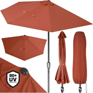 KINGSLEEVE® Sonnenschirm Halbrund 2,7m Abdeckung UV-Schutz 80+ Balkon Terrasse Halbschirm Terrassenschirm Balkonschirm Halbrundschirm Terracotta - Orange