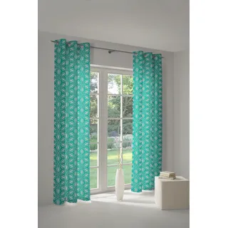 Adam Vorhang "Retro Floret" Ösen 1 Stk. tlg. aus 100% Bio-Baumwolle, petrol