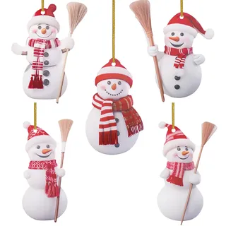 5 PCS Klein 2D Acryl Schneemann Weihnachts Baum Anhänger Bunt Basteln Set Mini Lustig Tasche DIY Charm Personalisiert Freund Geschenk Zubehör für Schmuck Schlüsselanhänger, Kett, Haus, Wand Party Deko